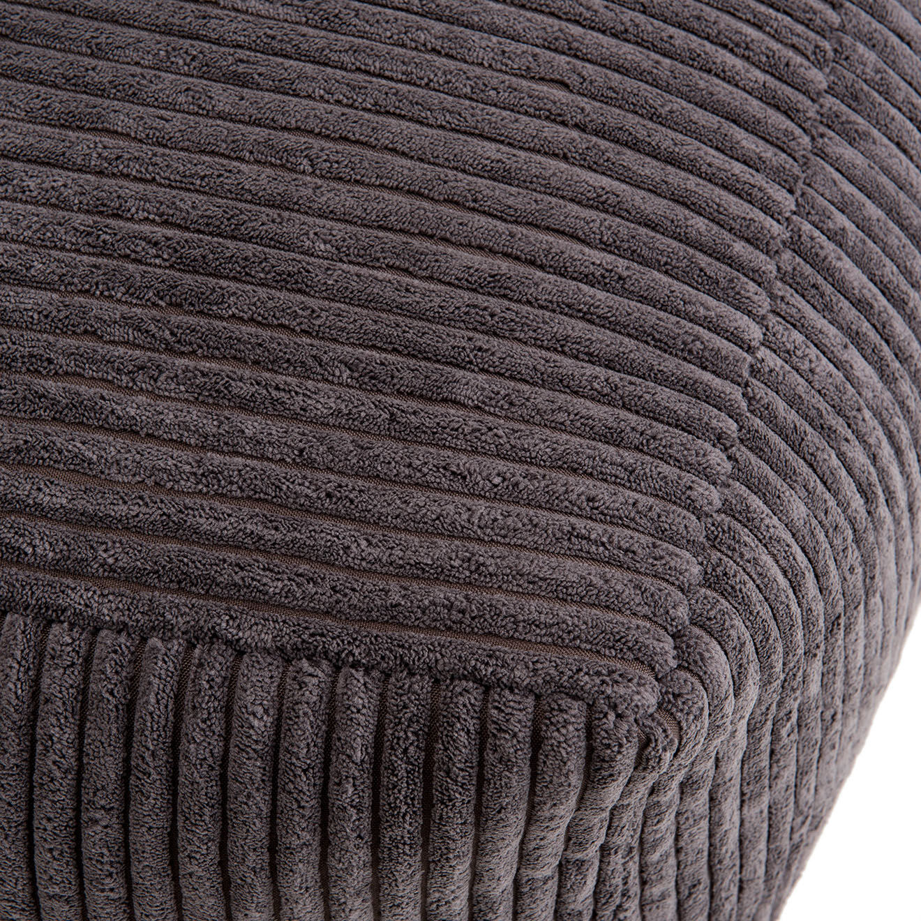 Macabane Pouf carré tissu velours cotelé agathe gris anthracite - 57x57x34 cm