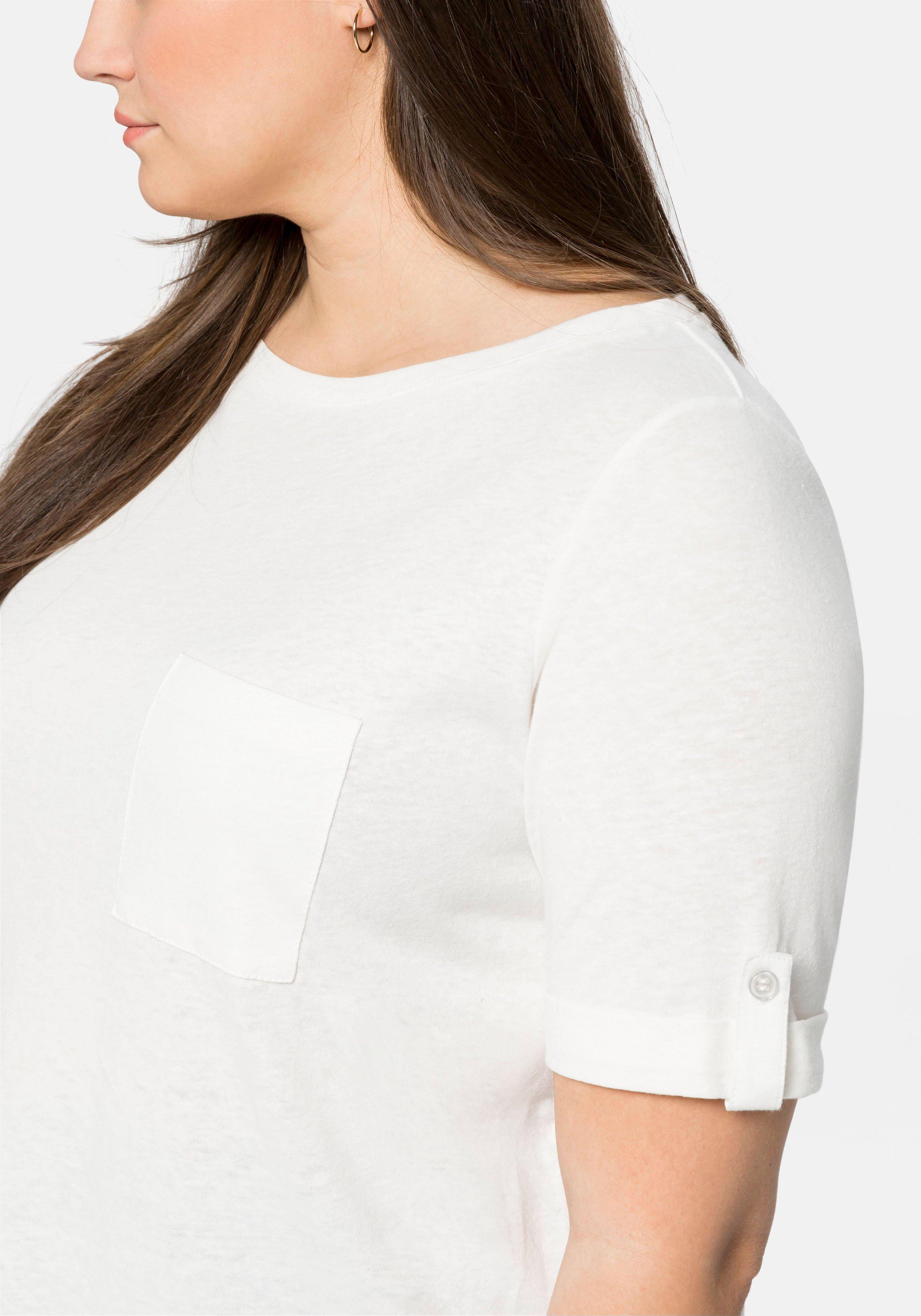 Longshirt im Leinenmix, hohe Seitenschlitze