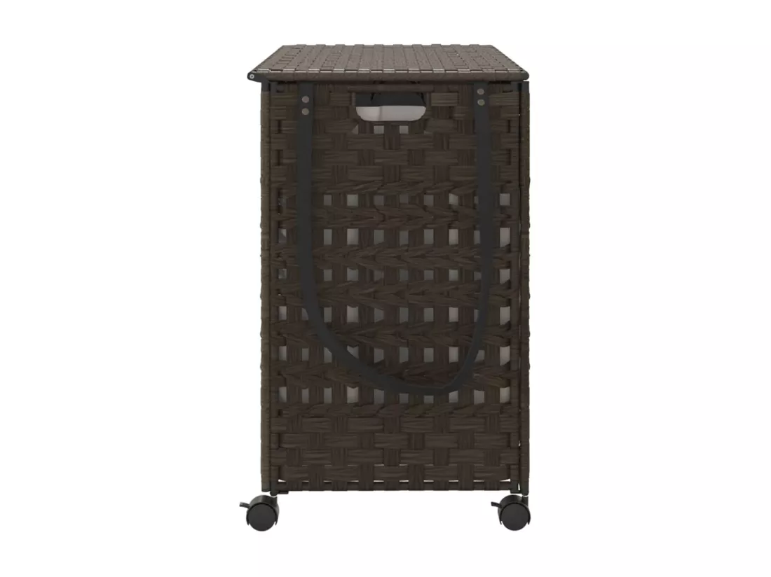 Panier à linge avec roulettes marron foncé 66x35x60