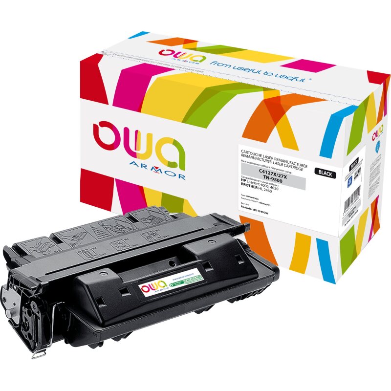 Toner remanufacturé OWA - haute capacité - Noir - pour HP C4127X, BROTHER TN-9500