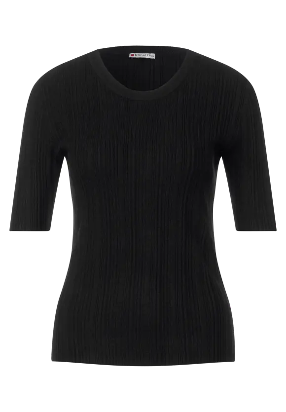 Kurzarm Strickpullover - Black