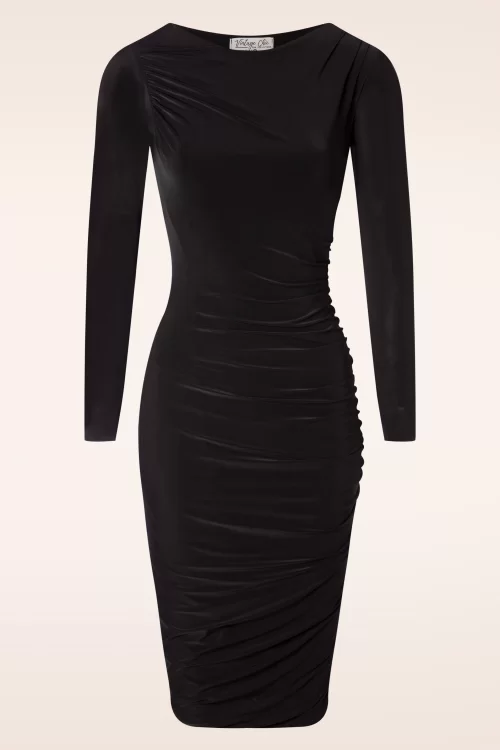 Vintage Chic for Topvintage Moira slinky pencil jurk in zwart