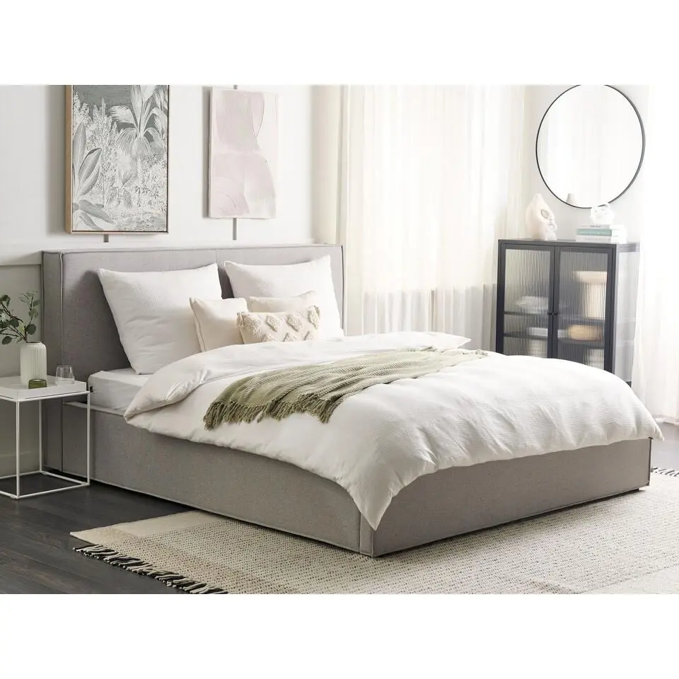 MOISSAC - Bed - Lichtgrijs - 180 x 200 cm - Polyester