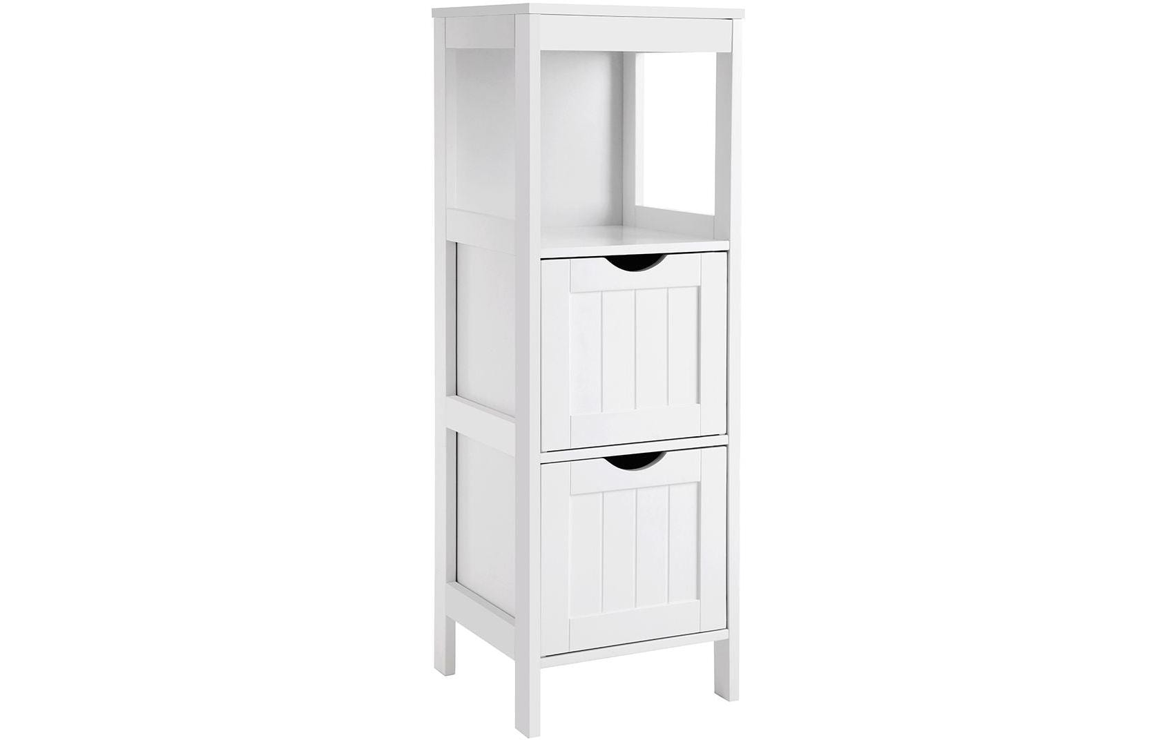 Regal mit 2 Schubladen 30 x 89 cm, WeissModerne Kommode aus Holz