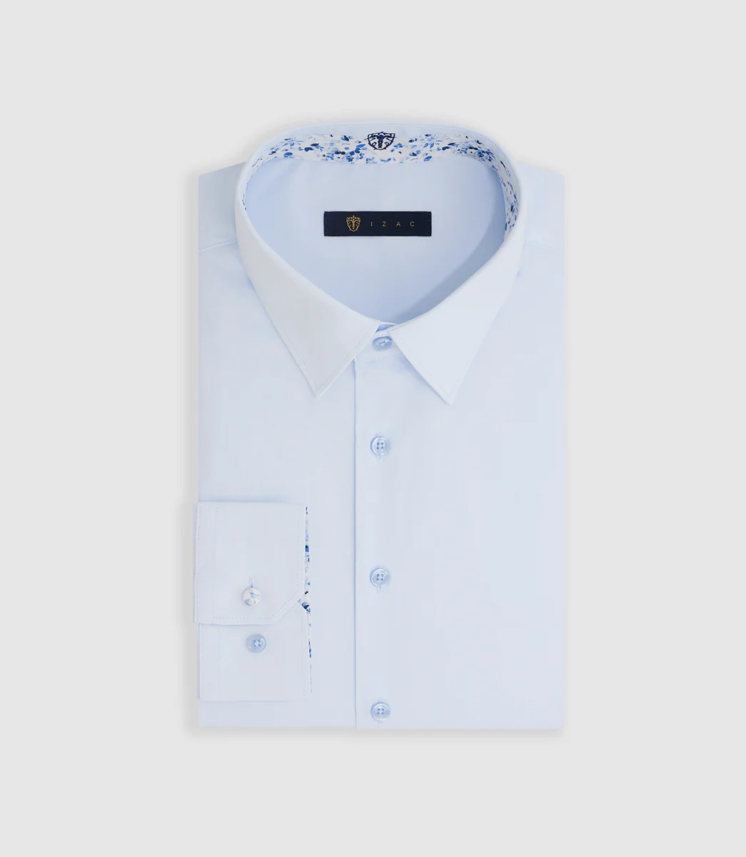 Chemise unie avec fantaisie bleu ciel 