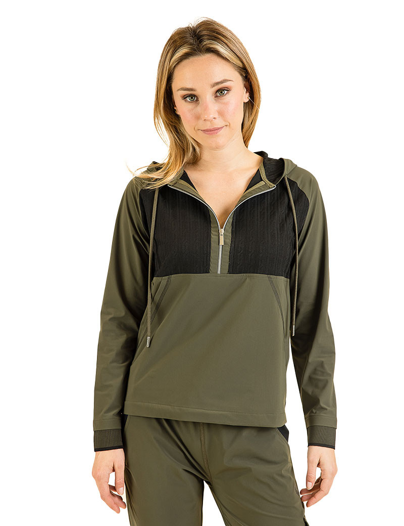 HBT GREEN PEAKS | SINBAD SWEAT FEMME KAKI/NOIR