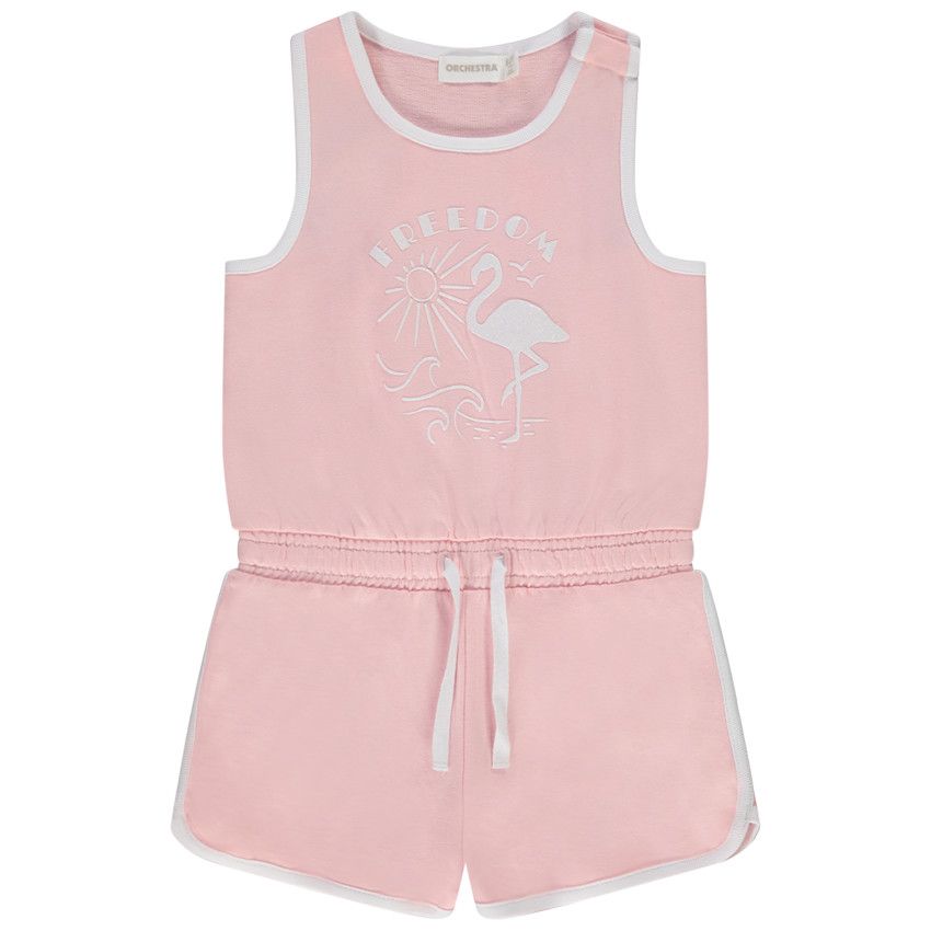 Combishort sans manches puff print flamand rose pour fille - Rose