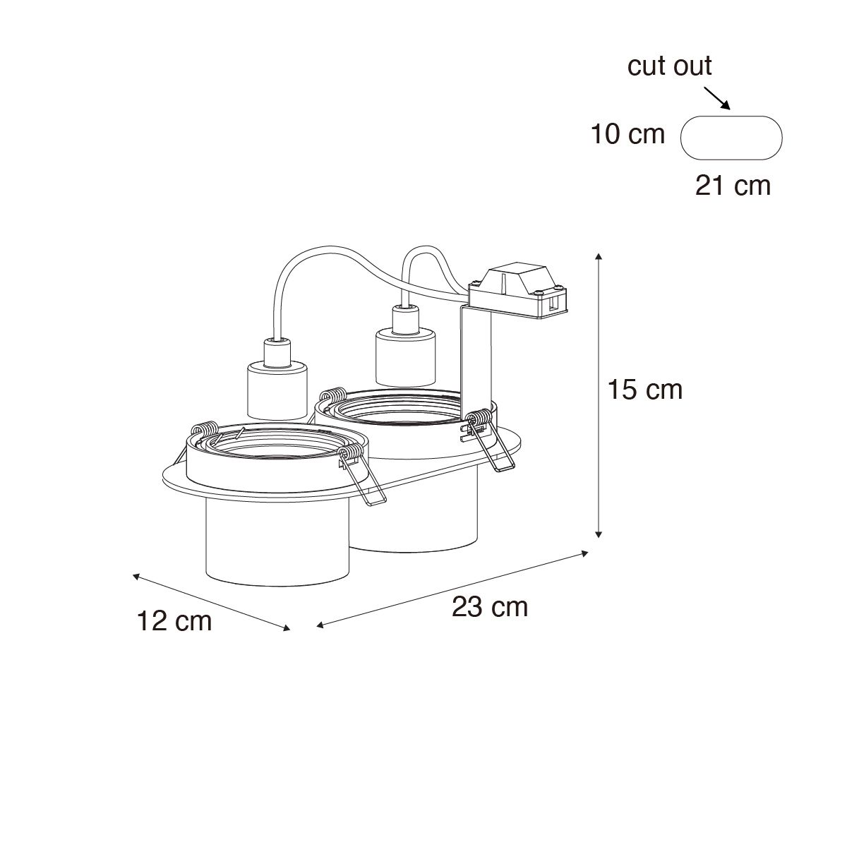 Afgeronde inbouwspot donkerbrons GU10 70mm kantelbaar 2-lichts - Installa
