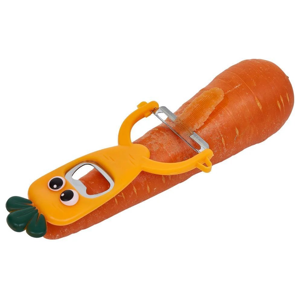 Éplucheur décapsuleur forme carotte orange L13,5cm