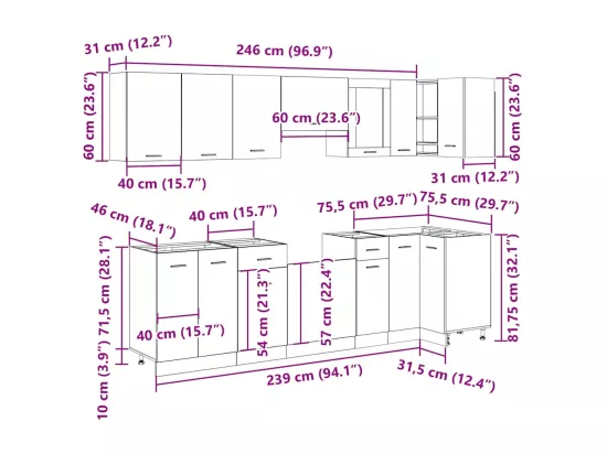 Ensemble d'armoires de cuisine 11 pcs chêne artisanal