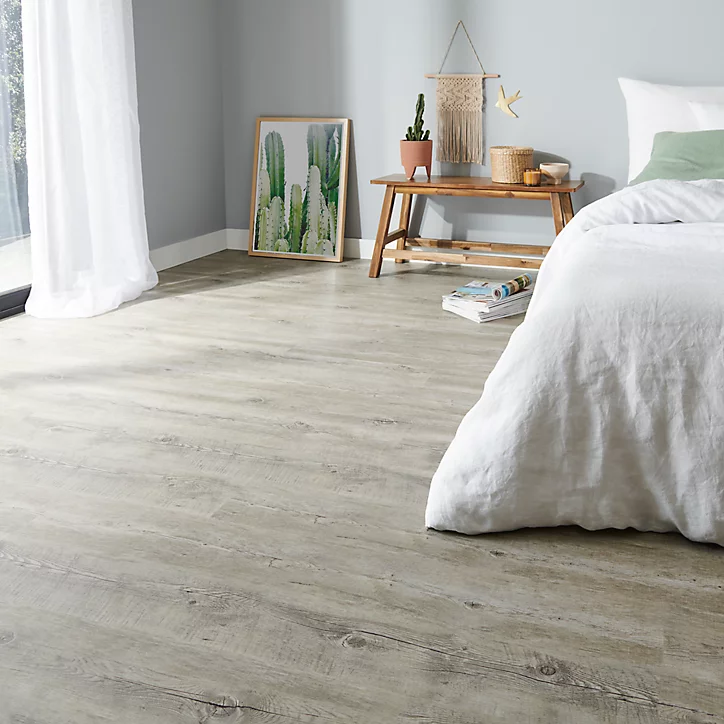 Lame PVC clipsable Baila chêne vieilli gris brun L. 122 x l. 15 cm GoodHome