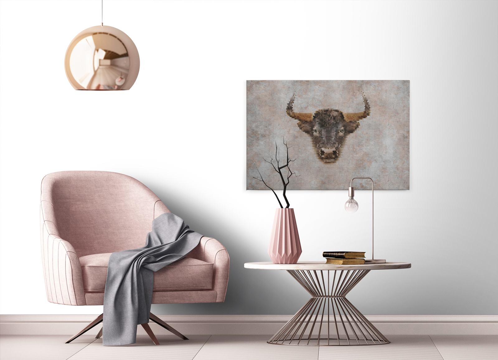 Leinwandbild BISONKOPF - grau-braun - 90x60 cm