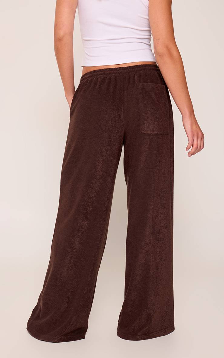 Chocolat Jogging Large En Tissu Éponge Avec Cordon De Serrage Contrasté
