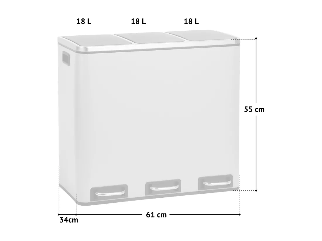 Poubelle à pédale 54L en inox