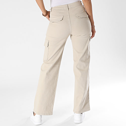 Pantalon Cargo Flare Femme Beige