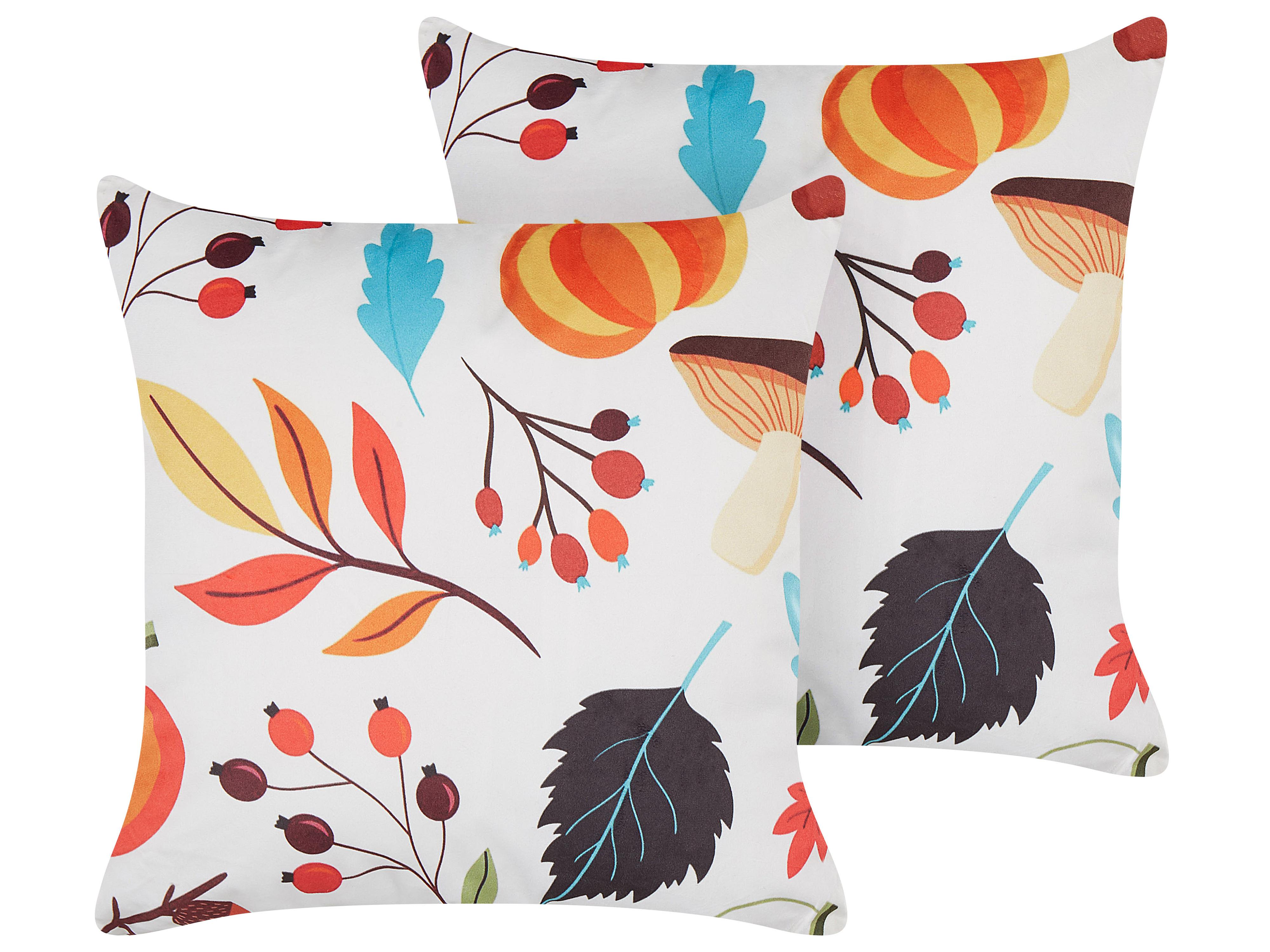 Set van 2 sierkussens VISCARIA Fluweel 45 x 45 cm Meerkleurig bladpatroon