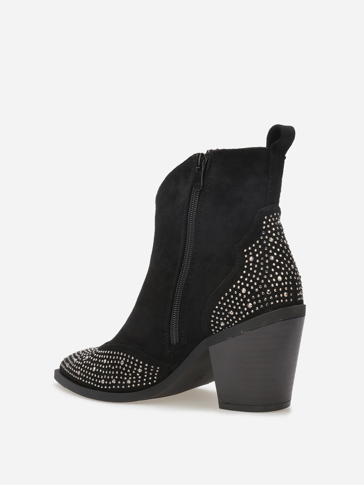 Santiags en suédine à strass- Noir