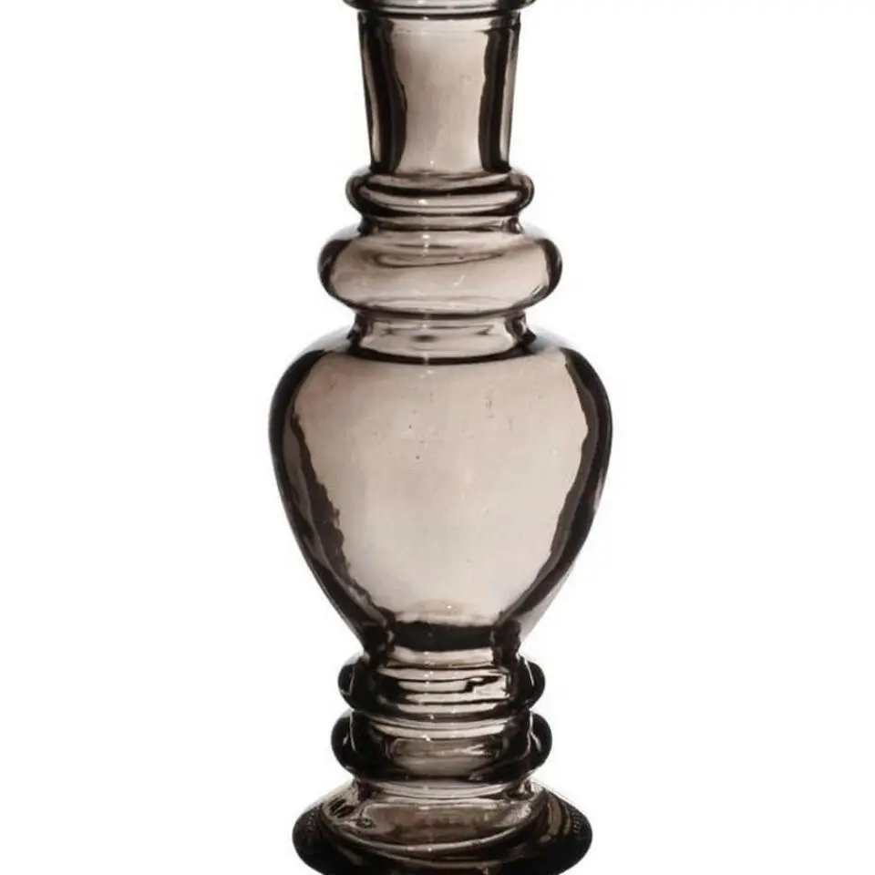 Ideas 4 Seasons Bloemenvaas Venice - glas - grijs smoke - D5.7 x H15 cm