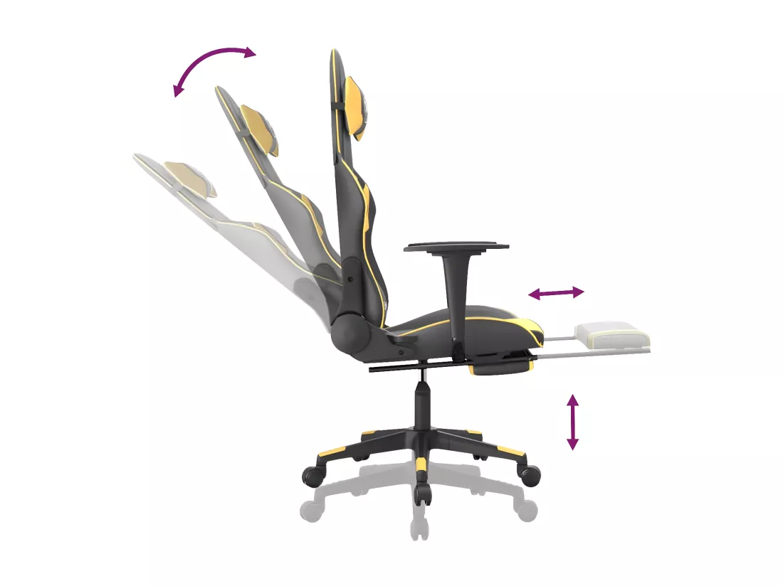 Chaise de jeu de massage et repose-pied Noir doré Similicuir