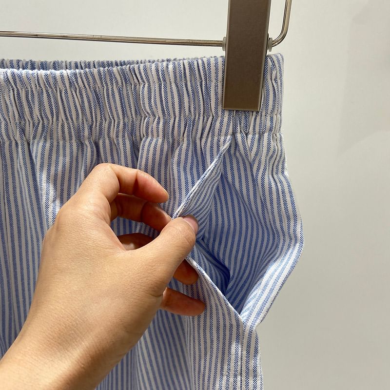 Moon City - Gestreepte shorts met elastische taille