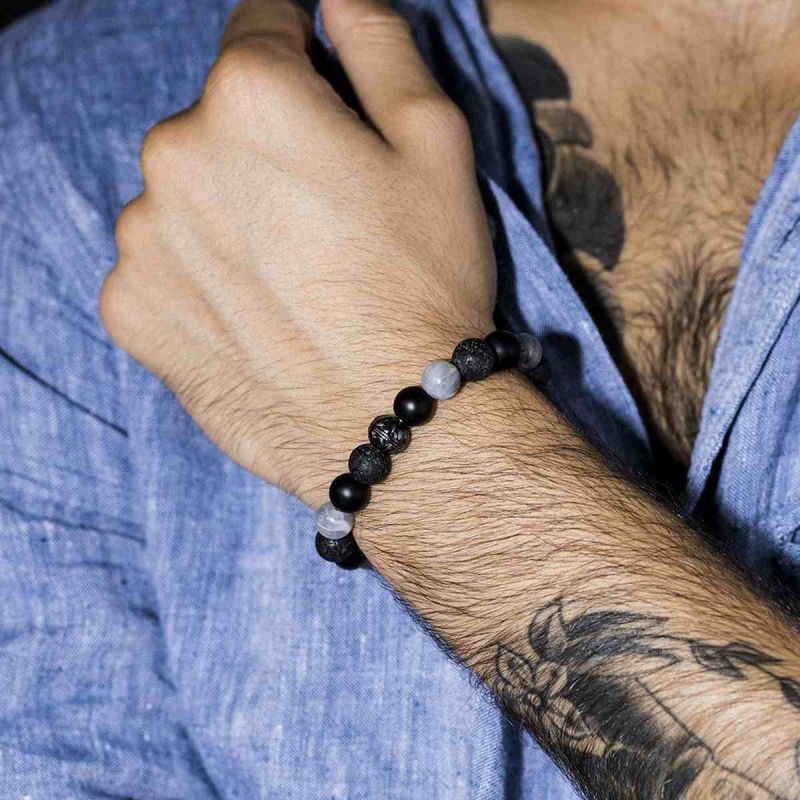 Bracelet Homme élastiqué pierres multicolores 
