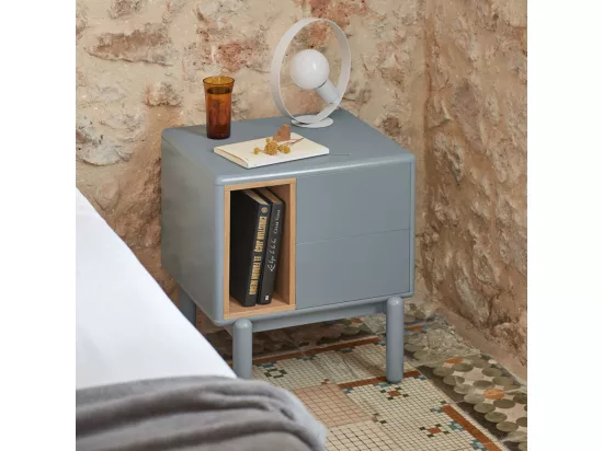 Corvo - Table de chevet en bois : Couleur - Gris clair