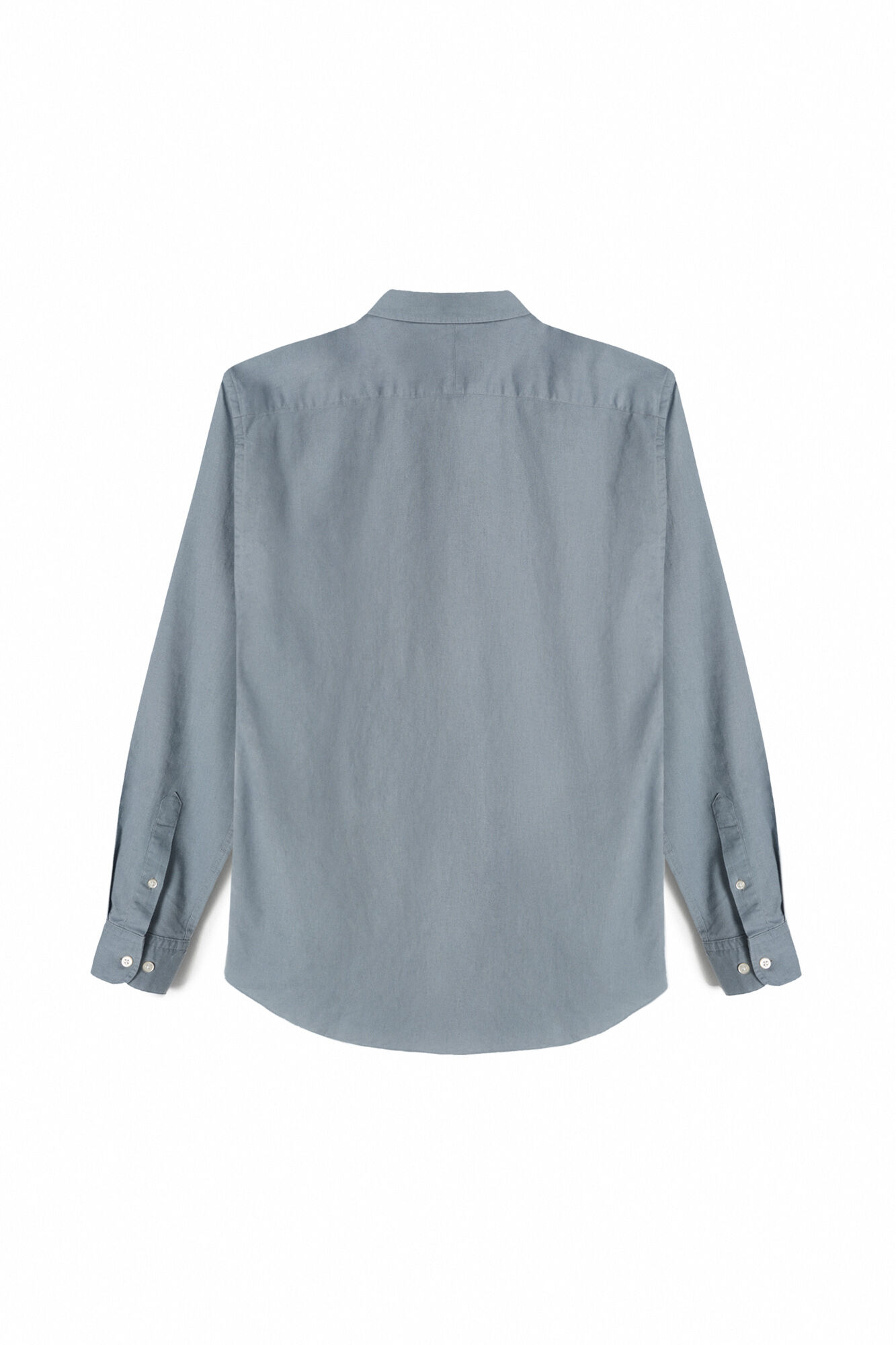 Camisa de linho slim de manga comprida - Cinza