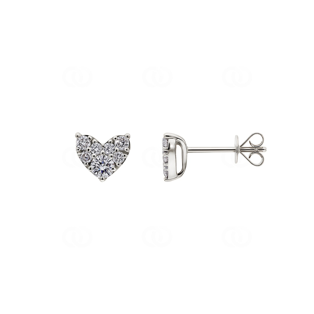 0.50 Karat Diamantohrstecker 750/18 K Weissgold Herz
