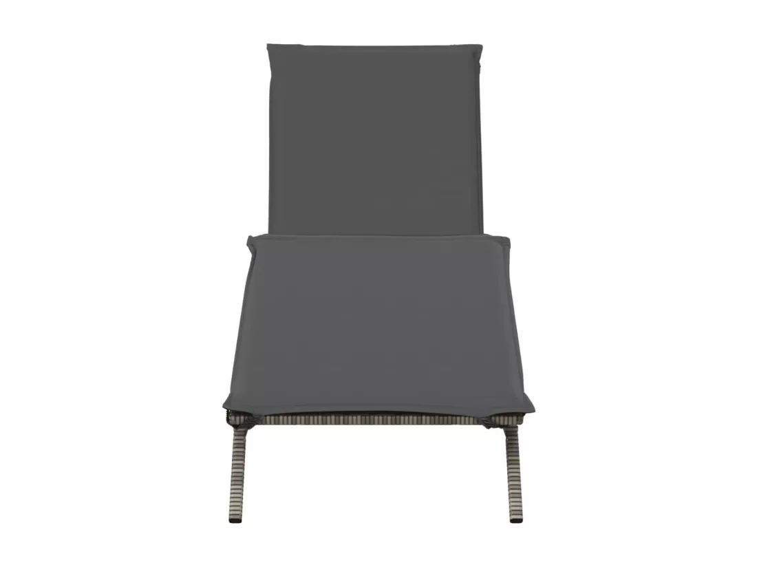 Chaise longue avec coussin gris résine tressée