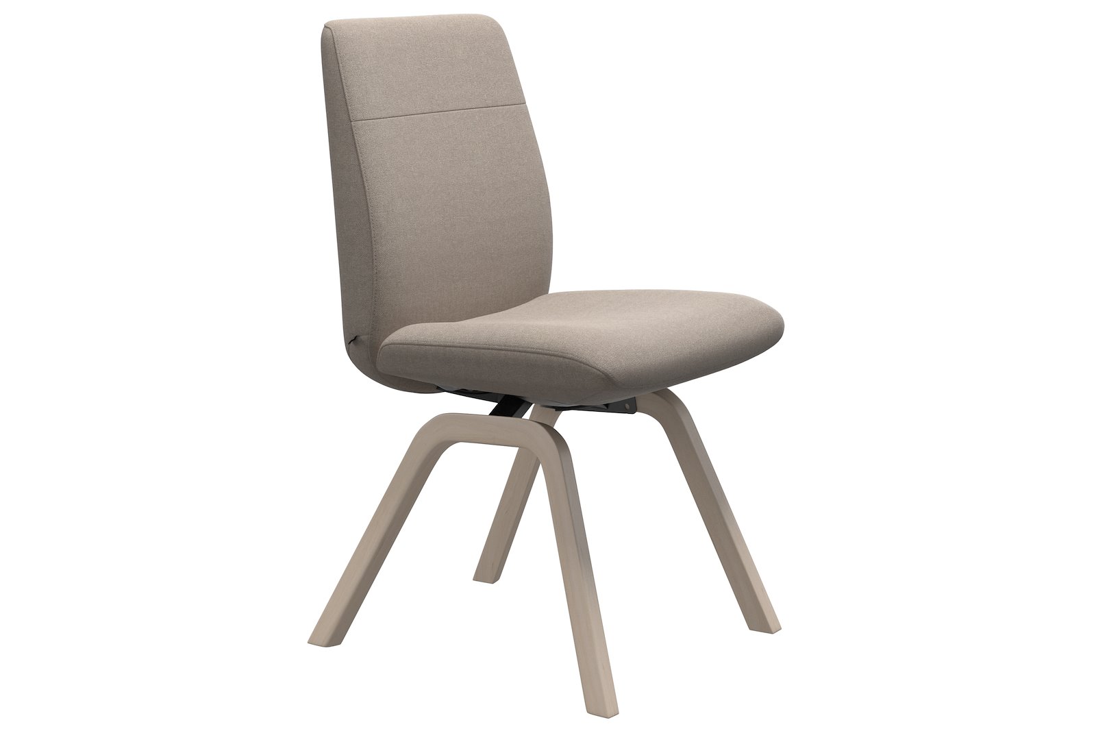 Chilli spisestol I tekstil Tulip Light Beige, large sete med whitewash understell.