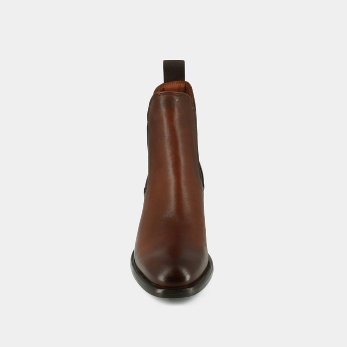 Bottines à talons  en cuir cognac