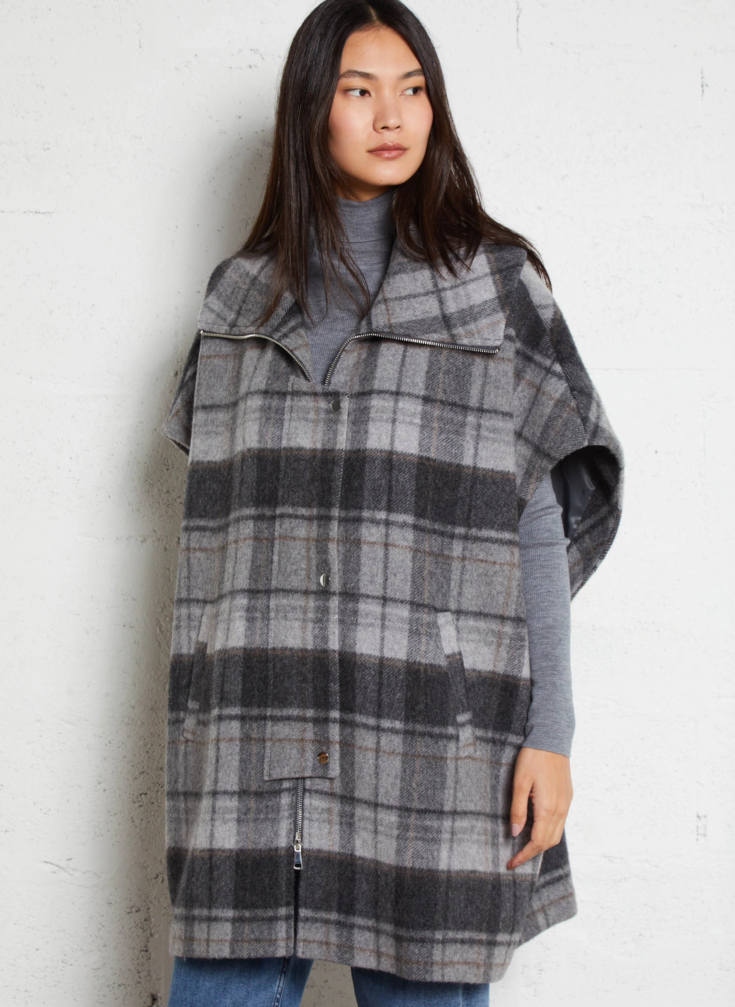 ANDREW - Manteau col à revers en laine mélangée | Gris
