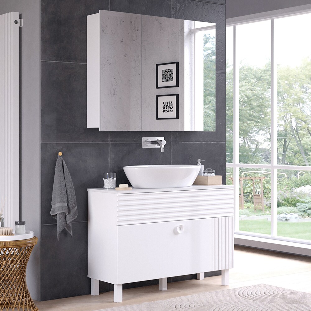 Vicco Waschtischunterschrank Sola 100,2 x 72,4 cm Weiß matt, modern, Badezimmer