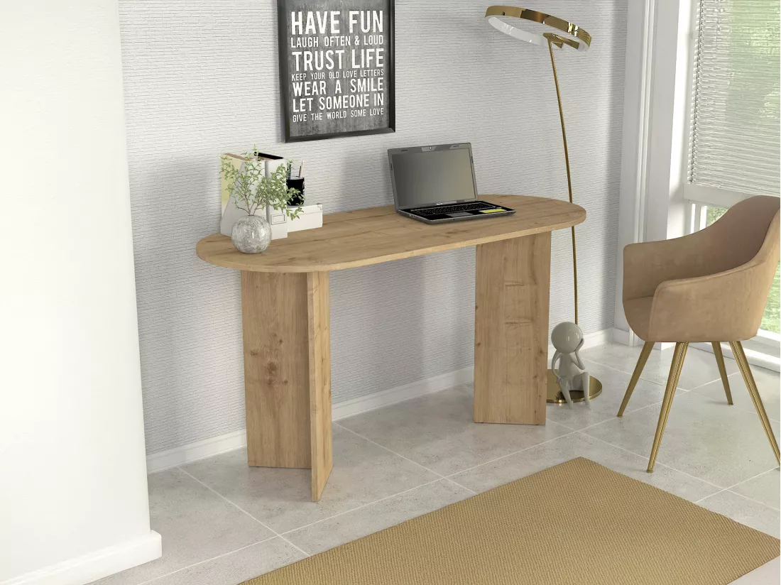 Bureau console - Coloris : Naturel clair - TOPANIA
