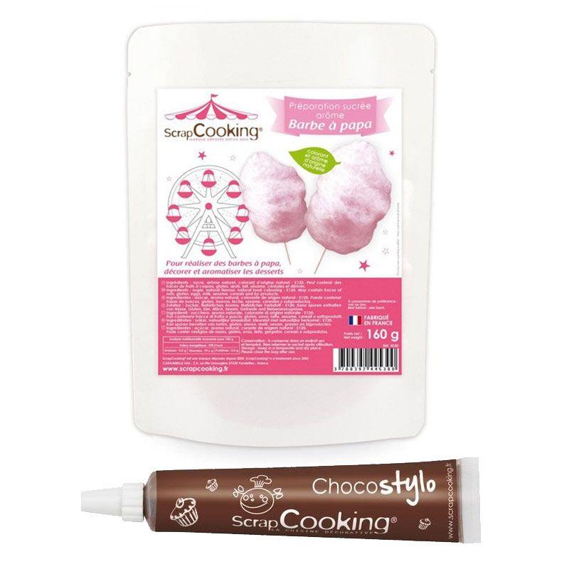 Préparation barbe à papa rose + Stylo chocolat Scrapcooking