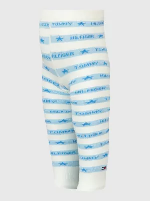 Calça legging comprida com estampa de logo e listras (pacote com 1)