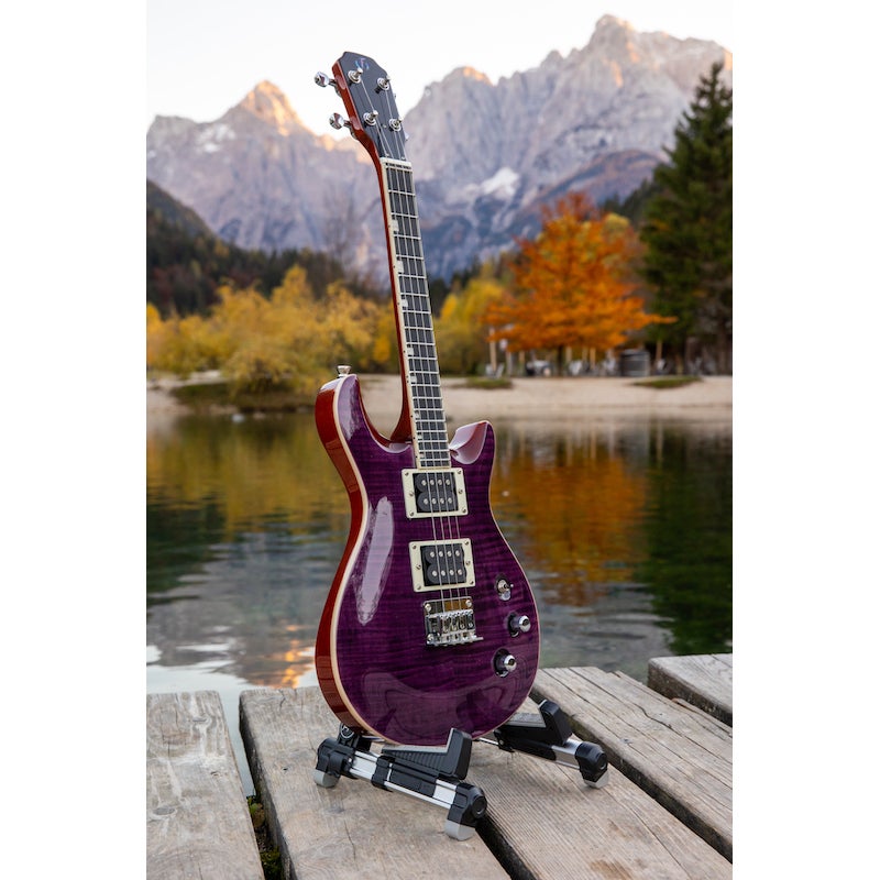 Flight Rock Series Vanguard Transparent Purple elektrische solidbody tenor ukelele met gigbag