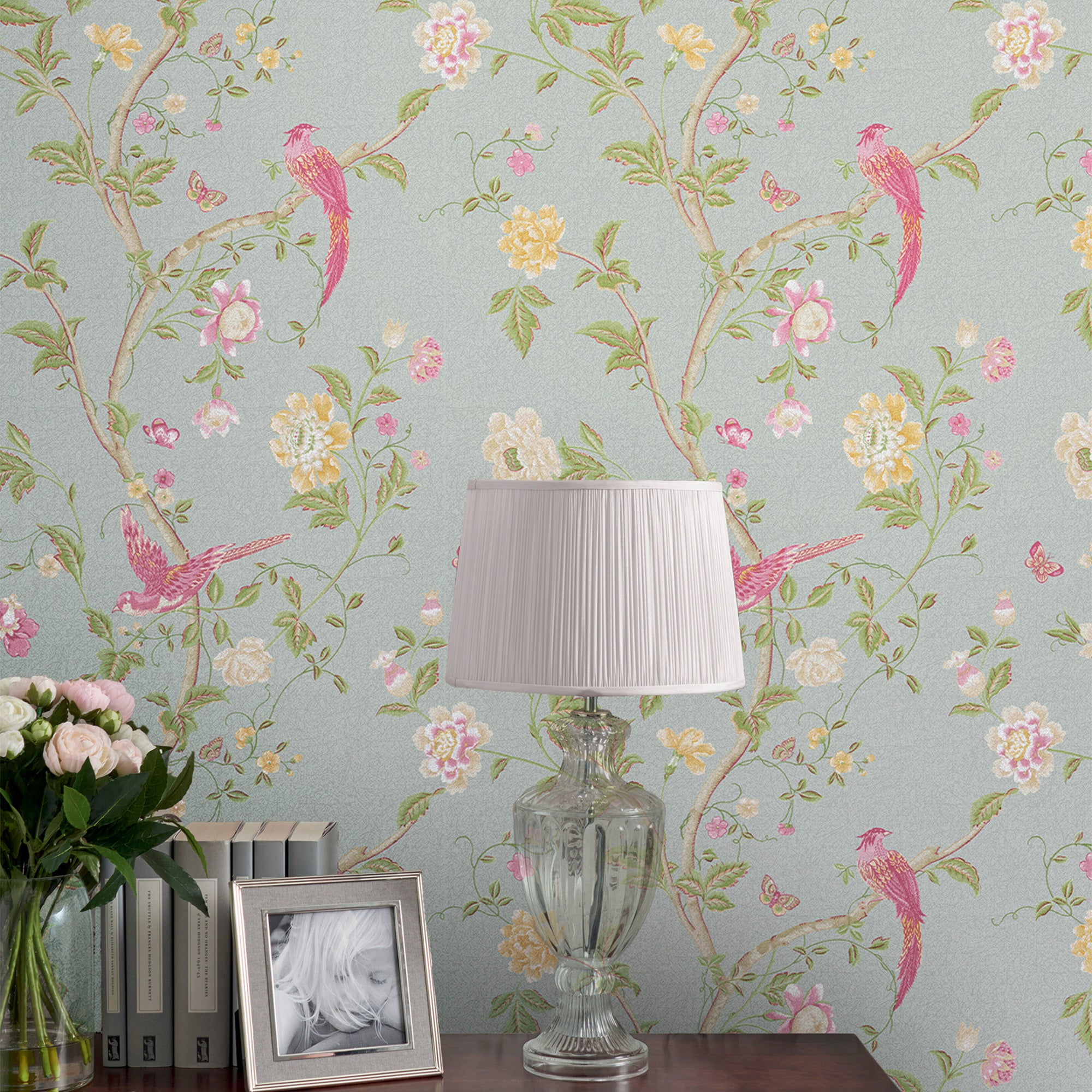 Laura Ashley - Vliesbehang - Summer Palace Duck Egg - 10mx52cm