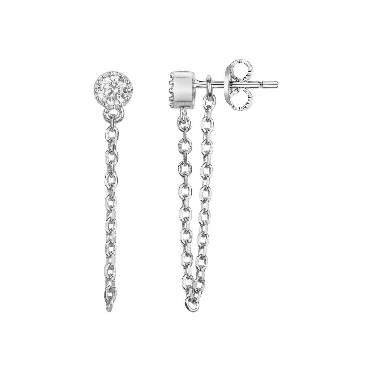 Boucles d'oreilles en Argent avec oxyde de zirconium blanc