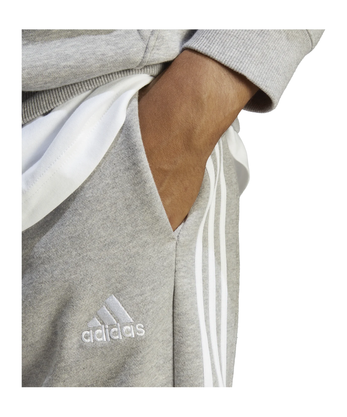 adidas Essentials French Terry Tapered Cuff 3-Stripes Pan Grey