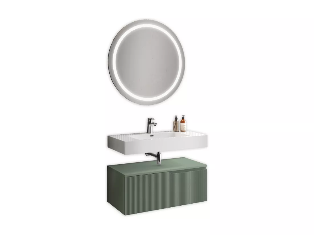 Composition 3 pieces VENERE blanc brillant/vert sage