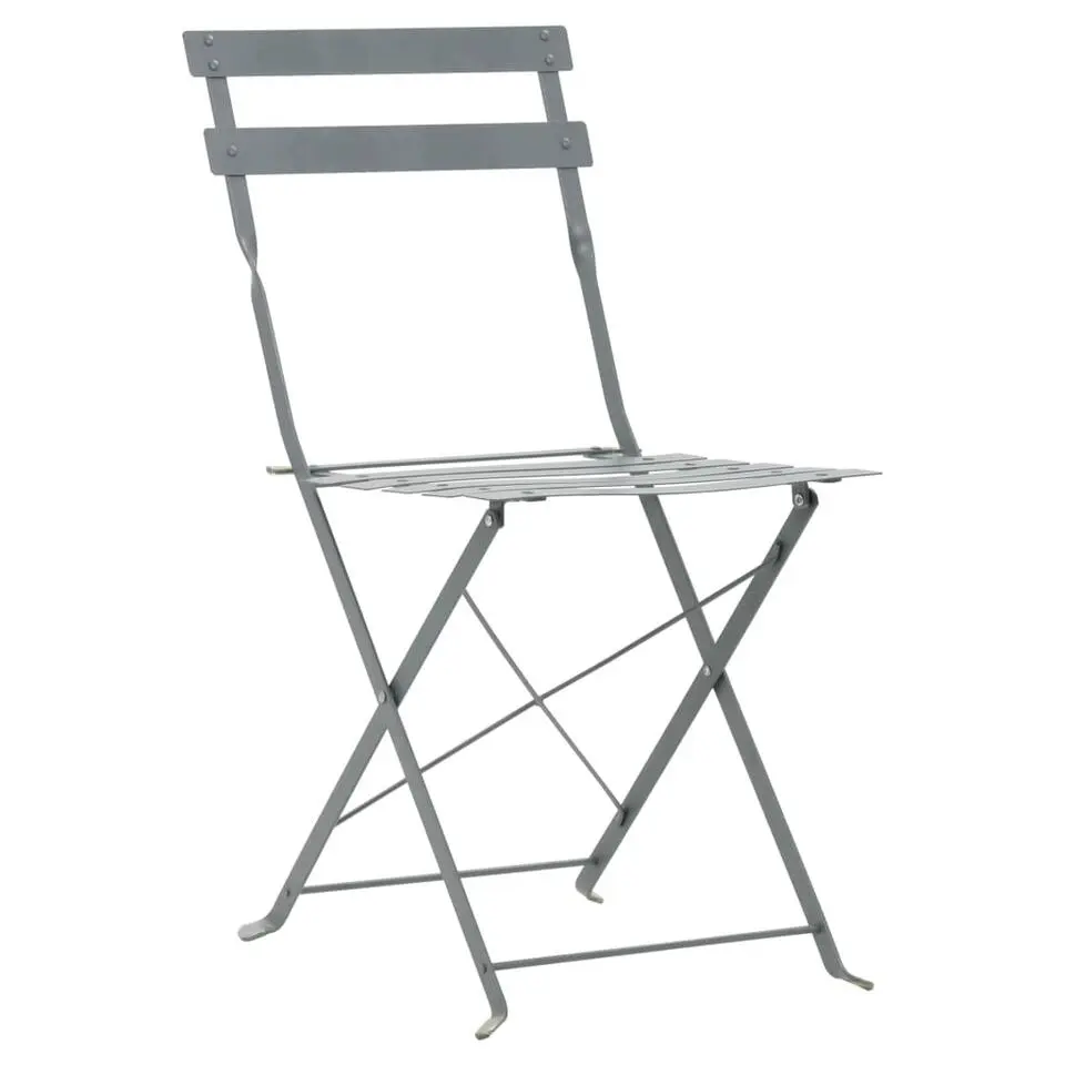 vidaXL - Bistroset - Grijs - Staal - 3 stuks