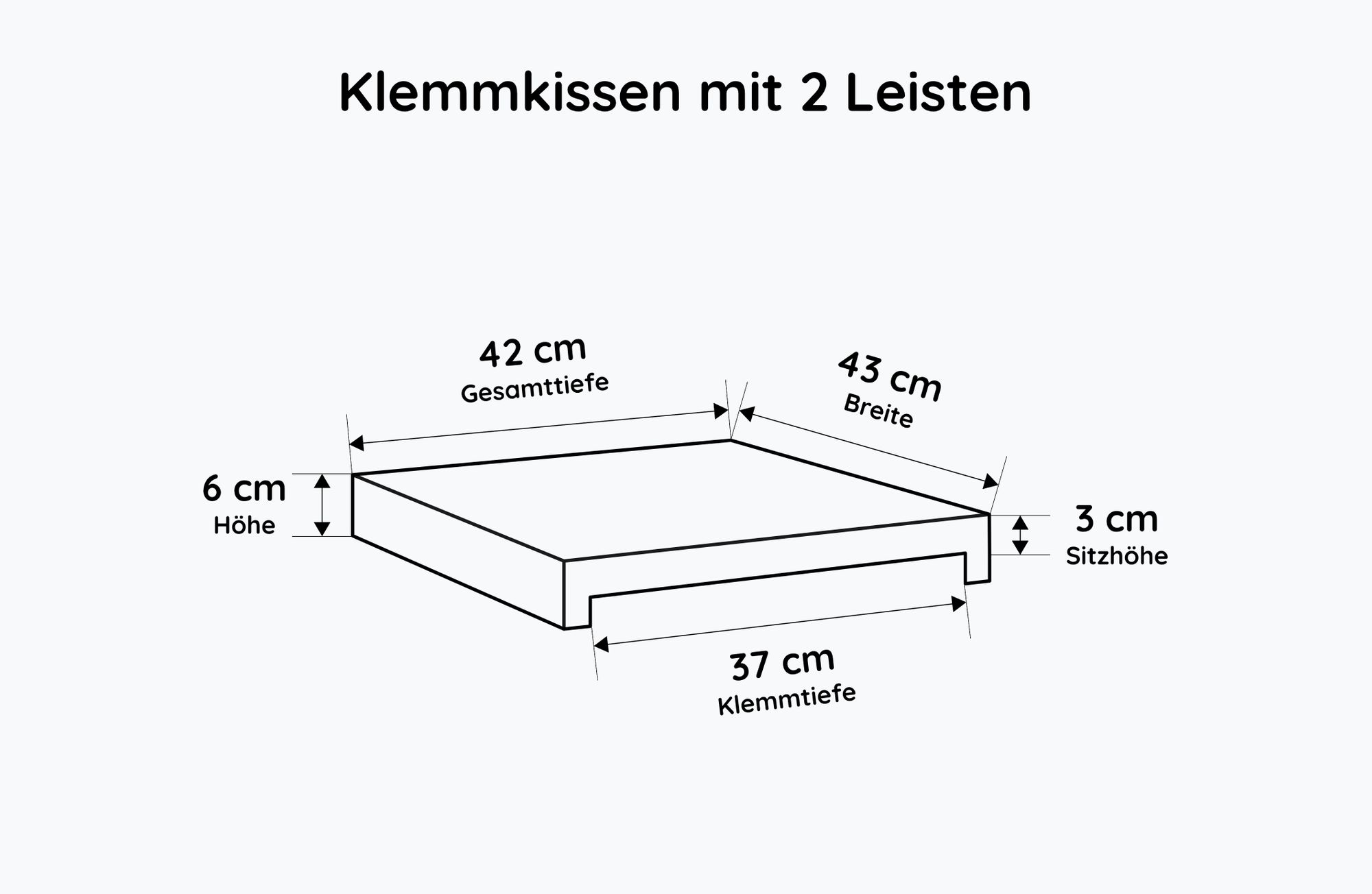 Lycce Klemmkissen Sitzkissen mit 2 Leisten 37cm Klemmtiefe, Kunstleder