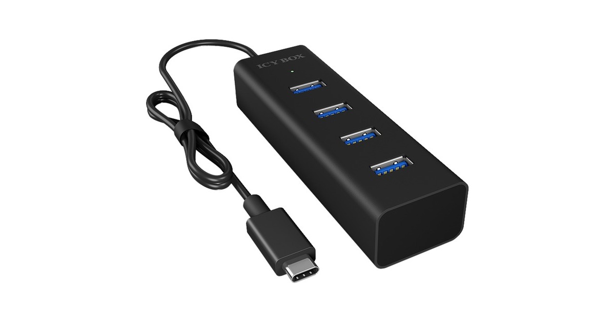 ICY BOXIB-HUB1409-C3 usb-hub  (Zwart, 4x USB-A 3.2 (5 Gbit/s), 1x USB-C 3.2 (5 Gbit/s))