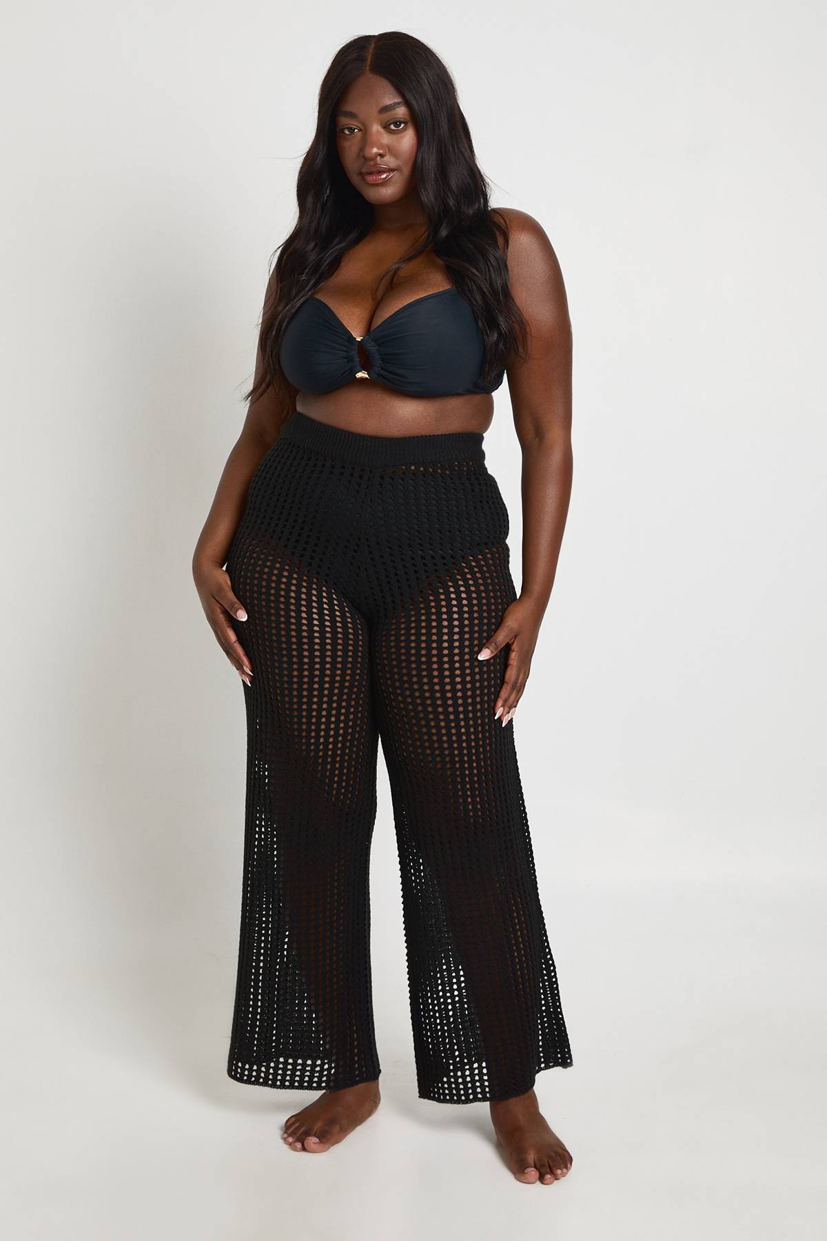 boohoo Pantalon De Plage Large En Crochet Grande Taille
