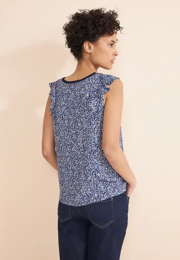 Top mit Volants - intense royal blue