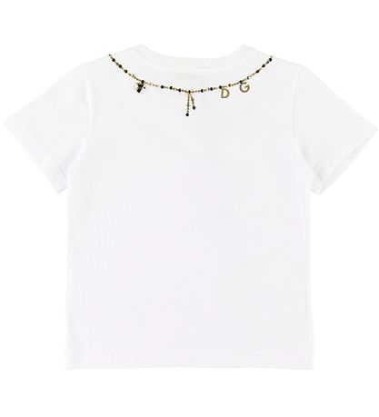 Dolce & Gabbana T-Shirt - Weiß m. Kristallen