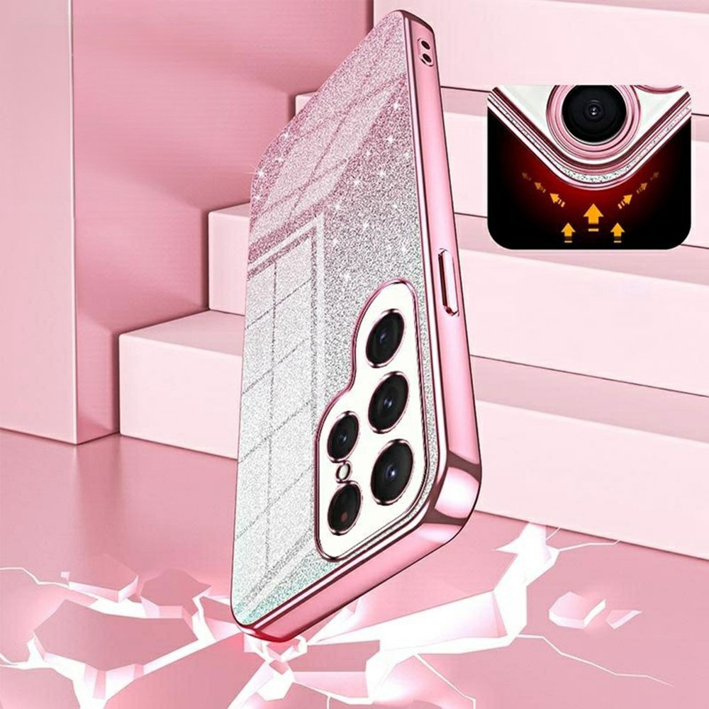 Samsung Galaxy S25 Ultra Gummi Case Schutzhülle im Glitzer Design - Grün / Silber