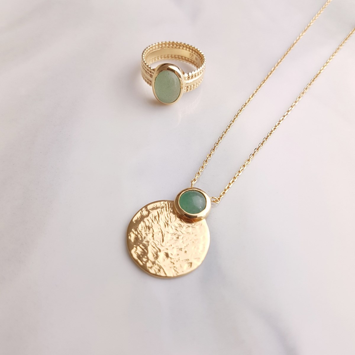 Bague Argent Tendance Pierre Precieuse Fine Aventurine