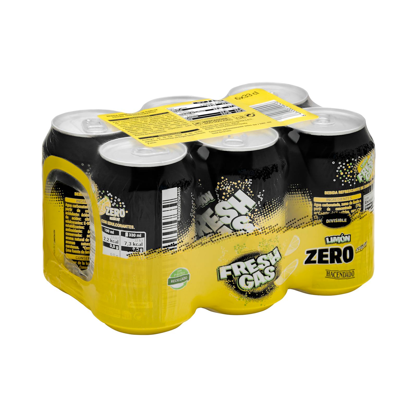 Soda au citron pétillant frais sans sucre Hacendado